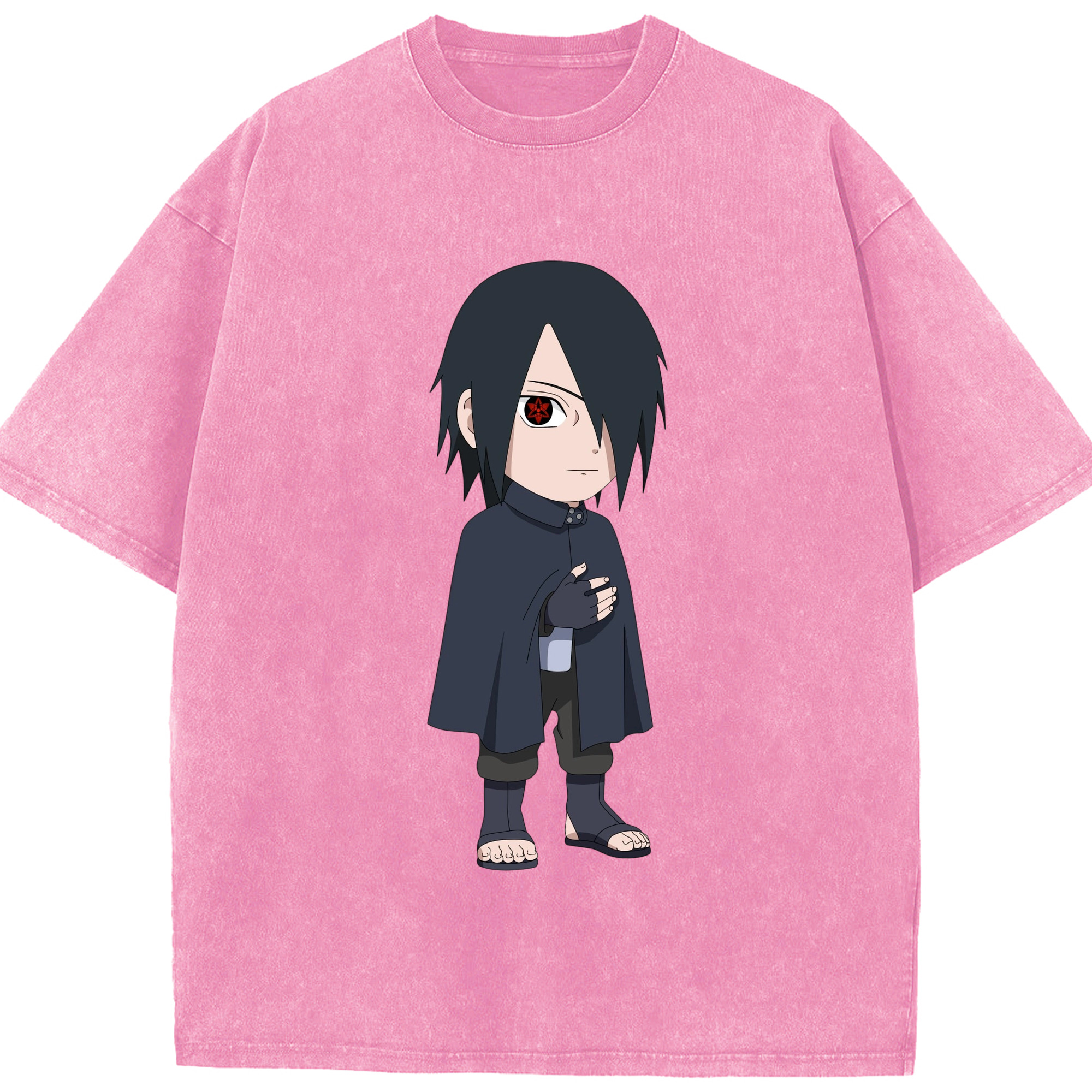 （画像用） NARUTO -ナルト- うちは サスケ Uchiha Sasuke 綿100% ヴィンテージ風 半袖Tシャツ（フロントプリント）